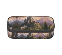 ETASUIOL Estuche especial con estampado de castillo de cuento de hadas, gran capacidad, puede contener bolígrafos, lápices y accesorios pequeños, Black, Talla única, Neceser de maquillaje