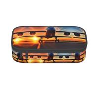 ETASUIOL Estuche especial con estampado de cielo y puesta de sol de avión, gran capacidad, puede contener bolígrafos, lápices y accesorios pequeños, Black, Talla única, Neceser de maquillaje