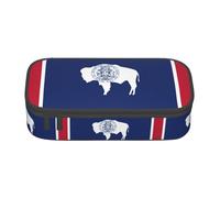 ETASUIOL Estuche especial con estampado de la bandera del estado de Wyoming, gran capacidad, puede contener bolígrafos, lápices y accesorios pequeños, Black, Talla única, Neceser de maquillaje