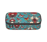 ETASUIOL Estuche especial con estampado de mariposas voladoras entre flores, gran capacidad, puede contener bolígrafos, lápices y accesorios pequeños, Black, Talla única, Neceser de maquillaje