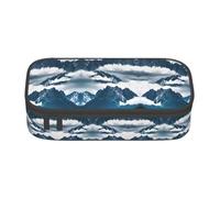 ETASUIOL Estuche especial con estampado de paisaje con montañas y nubes, gran capacidad, puede contener bolígrafos, lápices y accesorios pequeños, Black, Talla única, Neceser de maquillaje