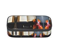 ETASUIOL Estuche especial con estampado de violín y libro, gran capacidad, puede contener bolígrafos, lápices y accesorios pequeños, Black, Talla única, Neceser de maquillaje