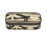 ETASUIOL Estuche especial con impresión de avión de la Segunda Guerra Mundial, gran capacidad, puede contener bolígrafos, lápices y accesorios pequeños, Black, Talla única, Neceser de maquillaje