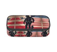 ETASUIOL Estuche especial con impresión del Día de los Caídos de los soldados militares de Estados Unidos, gran capacidad, puede contener bolígrafos, lápices y accesorios pequeños, Black, Talla única