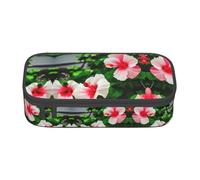 ETASUIOL Estuche grande con estampado de flores de hibisco, estuche multiusos para lápices, organizador de tela Oxford, Black, Talla única, Funda para llave