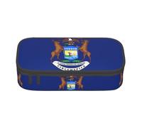 ETASUIOL Estuche grande con estampado de la bandera del estado de Michigan, estuche para lápices, multiuso, organizador de tela Oxford, Black, Talla única, Funda para llave