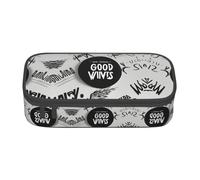 ETASUIOL Good Vibes Only - Estuche especial para lápices, gran capacidad, puede contener bolígrafos, lápices y accesorios pequeños, Black, Talla única, Neceser de maquillaje