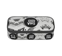 ETASUIOL Good Vibes Only - Estuche grande para lápices, multiusos, organizador de tela Oxford, Black, Talla única, Funda para llave