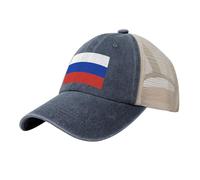ETASUIOL Gorra de béisbol de malla vaquera con estampado de bandera rusa, accesorios perfectos para actividades al aire libre, azul marino, Talla única