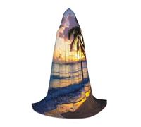 ETASUIOL Impresionante capa con capucha con estampado de playa de Jamaica para Halloween, disfraz de mago vampiro de la parca, estilo renacentista