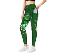 ETASUIOL Leggings con estampado Happy St. Patrick's Day para mujer, conjuntos de entrenamiento con bolsillos, perfectos para gimnasio y uso diario, Negro, S