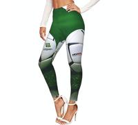 ETASUIOL Leggings de compresión blancos con estampado de balón de fútbol para mujer, leggings suaves para mujer, Negro, L