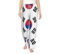 ETASUIOL Pantalones de pijama de franela con estampado de la bandera de la República de Corea, perfectos para Navidad y uso diario, Negro, XXL