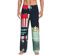 ETASUIOL Pantalones de pijama de franela con estampado de tablillas y palomitas de maíz, pijamas suaves para hombres, pantalones de descanso perfectos para noches relajantes, Negro, XXL