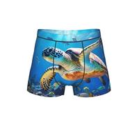 ETASUIOL Ropa interior cómoda con estampado de tortuga con peces coloridos bajo el mar, calzoncillos tipo bóxer para hombre, ropa interior para hombre, Negro, L