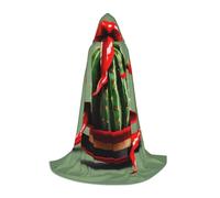 ETASUIOL Sombrero de cactus y capa con capucha con estampado de chile para Halloween, disfraz de mago vampiro de la parca, estilo renacentista