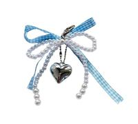 ETAWDE Llavero con colgante de corazón y perla con lazo, colgante para teléfono, mochila o bolso de mano, decoración encantadora