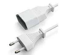 ETEC Cable de alimentación Europeo, Cable de extensión, Enchufe Europeo Recto a Enchufe Europeo Recto, Cable de alimentación para electrodomésticos, 2,00 m, Blanco