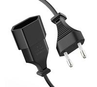 ETEC Euro Cable de alimentación, de extensión, Conector Euro Recto a Enchufe Euro, de alimentación para electrodomésticos, 3,00 m, Negro