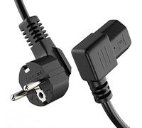 ETEC Euro Cable de alimentación, Enchufe de Contacto de protección de 90° a IEC C13 de 90°, de alimentación para electrodomésticos, para aparatos de frío, 2,00 m, Negro
