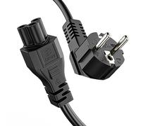 ETEC Euro Cable de alimentación, Enchufe de Contacto de protección de 90° a Recto C5 IEC, de alimentación para electrodomésticos, 1,00 m, Negro