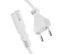 ETEC Euro Cable de alimentación, enchufe europeo recto a enchufe IEC C7 recto, cable de alimentación para electrodomésticos, 5,00 m, blanco