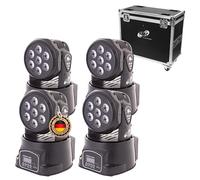ETEC LED Moving Head Washer 7 x 10 W RGBW 4 en 1 Set con funda de plumas