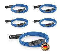ETEC XLR - Cable de audio (5 unidades, 1,5 m, cable de micrófono DMX OFC), color azul