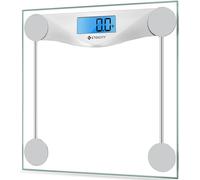 Etekcity Báscula para peso corporal, báscula de baño con pantalla LCD transparente, tecnología de medición de alta precisión (0,1 kg/máximo 180 kg), vidrio templado de diseño ultra delgado de 6 mm