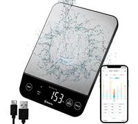 Etekcity Luminary - Báscula digital de cocina Bluetooth para nutrición alimentaria, impermeable, recargable, onzas y gramos para pérdida de peso, cocina, acero inoxidable 304