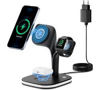ETELIAR Cargador Inalámbrico 3 en 1 para mag-Safe, Cargador magnético inalámbrico Plegable y Ajustable, Soporte de Carga de Viaje mag-Safe con luz para iPhone 16/15/14, AirPods, Apple Watch