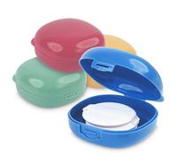 Etenpo Paquete de 4 soportes redondos de algodón para viajes, contenedor de corbata para el pelo, varios colores, soporte de viaje Qtip, adecuado para quitar maquillaje, bolas de algodón, organizador