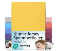 etérea Comfort Jersey Sábana Bajera 80x160cm - 80x180 Oekotex Made in Green - 100% algodón, sábana Bajera de Punto de hasta 25 cm de Alto Amarillo