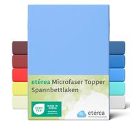 etérea Jersey Topper Spannbettlaken 180x200-200x200 cm Hellblau für 5-10 cm Steghöhe 100% Microfaser - Oekotex Spannbetttuch Matratzen Bett Bezug - Bettlaken 180x200cm - 200x200cm Blau