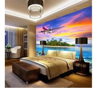 Etéreo Cielo Avión Islas Mar 3D Papel Pintado Pared Fácil Instalación Oficina Sala Estar Sofá Dormitorio TV Fondos Decoración-350cm×256cm