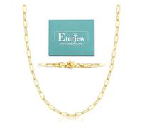 Eterjew Italia - Collar de cadena de oro macizo de 18 quilates sobre plata de ley 925 de 3 mm para mujeres y niñas, brillante, resistente, moderno y cómodo de 16, 18, 20, 22, 24, 26 pulgadas, 18 Inch