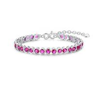 ETERMBOL Pulseras de piedra natal para mujer, plata de ley 925 de 7 pulgadas, pulsera de tenis infinito, regalo de aniversario de boda, cumpleaños para ella, 7 lnch, Plata chapada en oro blanco
