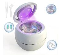 Etermeish Máquina limpiadora de retenedores ultrasónicos, color blanco, cápsula de limpieza dental de 42 KHz para prótesis, cabezales de cepillo de dientes, joyas, aparatos ortopédicos, temporizador