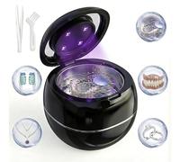 Etermeish Máquina limpiadora ultrasónica de retenedores, negra, cápsula de limpieza dental de 42 KHz para dentadura, cabezales de cepillo de dientes, joyas, aparatos ortopédicos, temporizador digital