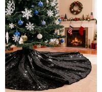 Eternal Beauty Falda redonda de lentejuelas para árbol de Navidad (127 cm, 127 cm), para decoración navideña (127 cm), color negro