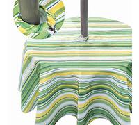 Eternal Beauty Mantel impermeable redondo de 132 cm para interiores y exteriores, con agujero para sombrilla y cremallera para patio, jardín, fiesta y barbacoa., Verde y amarillo., 52"Round,Zippered