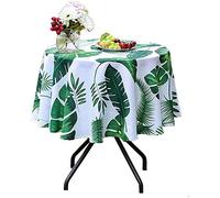 Eternal Beauty Mantel impermeable redondo de 132 cm para interiores y exteriores, con agujero para sombrilla y cremallera para patio, jardín, fiesta y barbacoa., Hoja de palma, 52"Round