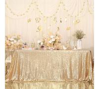 Eternal Beauty Mantel rectangular brillante de lentejuelas, 127 x 203 cm, para bodas, fiestas, banquetes (oro claro, 127 x 203 cm)