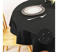 Eternal Beauty Mantel redondo de 150 cm, antiarrugas, resistente al agua y lavable a máquina, para el hogar, comedor, fiesta, restaurante (negro, 149.9 cm)