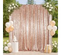 Eternal Beauty Telón de fondo de lentejuelas de color oro rosa de 213 x 213 cm, fondo de fotografía brillante para decoraciones de cumpleaños, bodas, aniversarios, compromisos (7 x 7 pies)