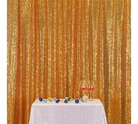 Eternal Beauty Telón de Fondo Iridiscente de Lentejuelas Brillantes de 122 x 213 cm para fotografía, Fiesta, graduación, Boda, Banquete de Youtobe (4 x 7 pies, Dorado)