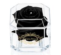 Eternal Petals Una rosa 100% real que dura años, hecha a mano en el Reino Unido, oro solo con un cristal de Swarovski transparente (negro)