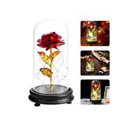 Eternal Rose under Glass - LECOO - 24 Carat Gold Plated - Red - Decorative Object
