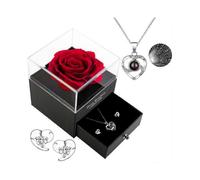 Eternal Rose Valentine's Day Gift Box, Preserved Rose with Crystal Handmade Jewelry I Love You Rose Box Valentine's Day Birthday Mother's Day Gifts fo
