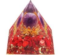 EternalOrgone Pirámide de cristales curativos de orgón para energía positiva con cristal de amatista que promueve la riqueza, la prosperidad y atrae el éxito (Lotus Amethyst Red)
